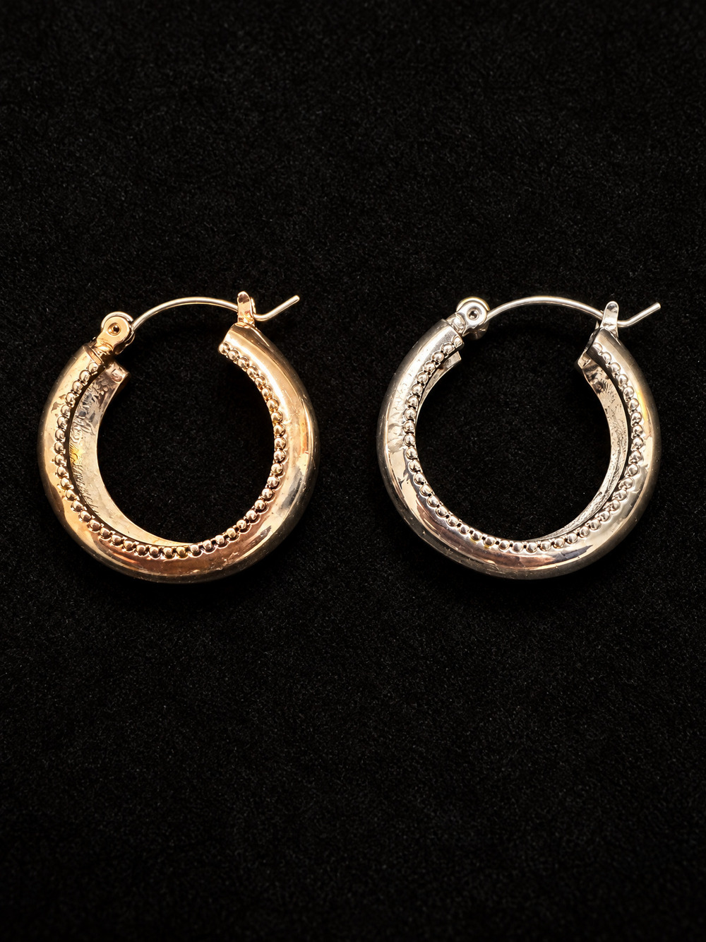 ⚜️ Hoop Earrings | Two-Tone Milgrain Beaded Edge | Gold & Silver 💗